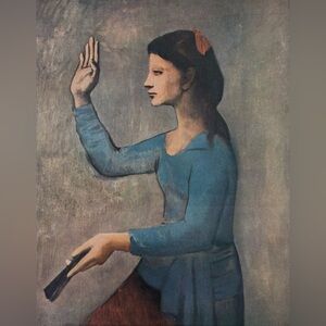 WOMAN WITH A FAN 1905 Original Vintage Fine Art Print Pablo Picasso Deco Nouveau